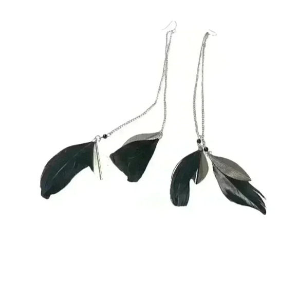 Long Feather Earrings with Ear Wire 8,5 inch drop - Picture 1 of 4